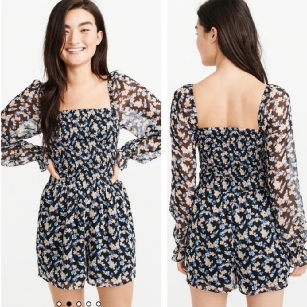 Abercrombie & Fitch Long Sleeve Floral Romper